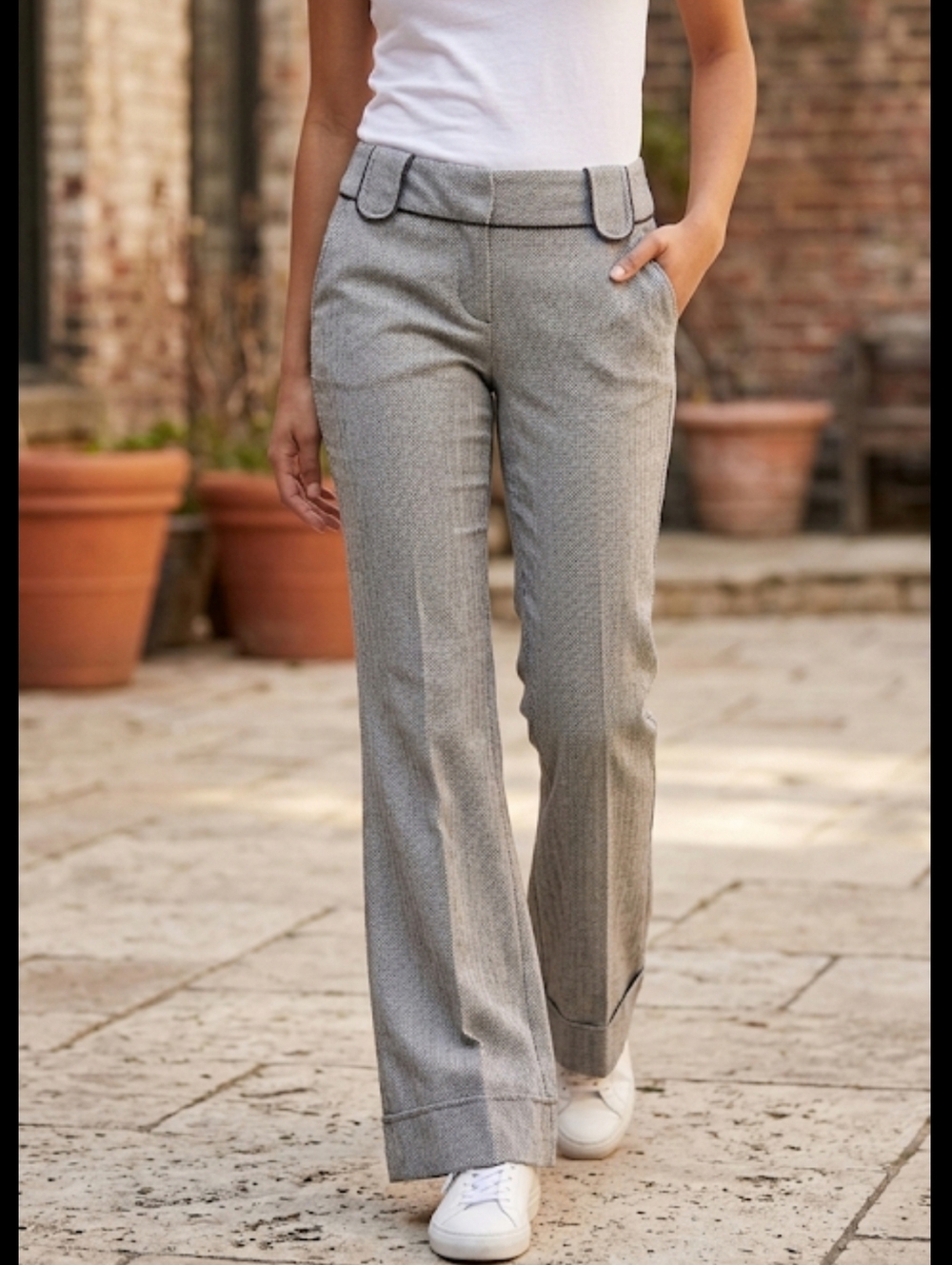 Charlotte Russe Womens Vintage Herringbone Flare Trousers Size 7